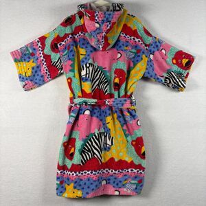 Vintage Renaissance Colorful Animal Print Childrens Robe w/ Belt- Size 8